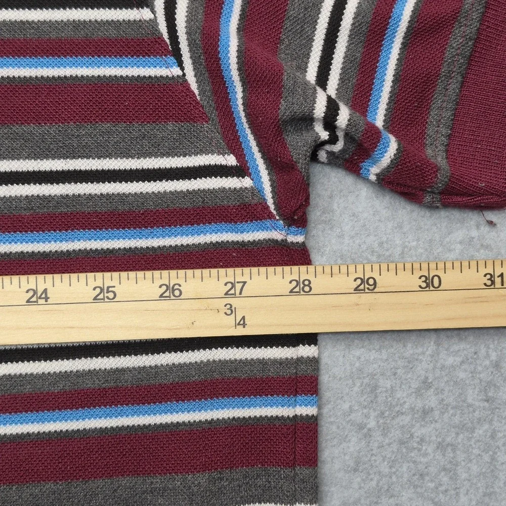 True Religion Shirt Men's 4XL Striped Polo Burgundy Short Sleeve Horseshoe Logo